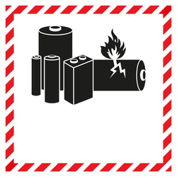 Aufkleber Lithium Batterie zum Selbstbeschriften, Folie, 100 x 100 mm, 100 Stück/Rolle