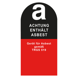 Gefahrenkennzeichen, Aufkleber Achtung enthält Asbest - Gerät für Asbest, Folie, 40 x 95 mm, 100 Stück/Rolle