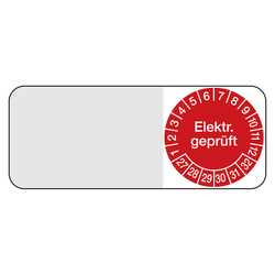 Kabelprüfplakette rot 50 x 20 mm "Elektr. geprüft" 2027 aus Folie selbstklebend 5 Stück/Bogen