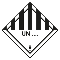 Gefahrzettel, Gefahrgutaufkleber Klasse 9 Verschiedene gefährliche Stoffe und Gegenstände mit Eindruck UN-Nummer, mit durchgehender Kontrastlinie, Magnetfolie, 150 x 150 mm, Einzelstück