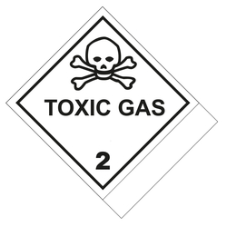 Gefahrzettel Gefahrgutaufkleber Klasse 2.3 Giftige Gase mit Zusatztext TOXIC GAS zur Selbstbeschriftung Totenkopf Schwarz