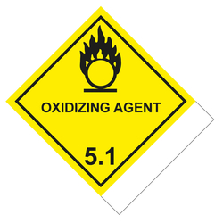 Gefahrzettel Gefahrgutaufkleber Klasse 5.1 Entzündend (oxidierend) wirkende Stoffe mit Zusatztext OXIDIZING AGENT zur Selbstbeschriftung Flamme über einem Kreis Schwarz