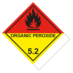Gefahrzettel Gefahrgutaufkleber Klasse 5.2 Organische Peroxide mit Zusatztext ORGANIC PEROXIDE zur Selbstbeschriftung Flamme Schwarz