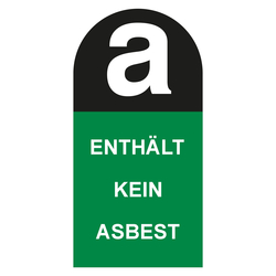 Gefahrenkennzeichen, Aufkleber ENTHÄLT KEIN ASBEST, Magnetfolie, 100 x 240 mm, Einzelstück