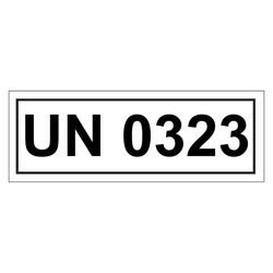 Gefahrzettel mit UN 0323, Folie, 140 x 55 mm, 500 Stück/Rolle