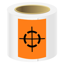 Verpackungskennzeichen Schwerpunkt, Orange, Folie, 105 x 148 mm, 100 Stück/Rolle