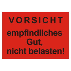 Paketaufkleber VORSICHT empfindliches Gut, nicht belasten!, 105 x 74 mm