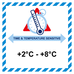 Gefahrzettel Time And Temperature Sensitive +2&deg;C - +8&deg;C