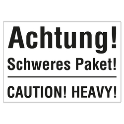 Paketaufkleber Achtung Schweres Paket Caution Heavy Weiß