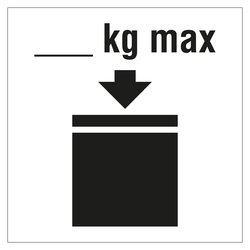 Verpackungskennzeichen Höchstzulässige Stapellast nach Wunsch, Weiß, 100 x 100 mm