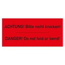 Paketaufkleber Achtung Bitte nicht knicken, Rot, Haftpapier, 136 x 63 mm, 500 Stück/Rolle