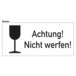 Paketaufkleber mit Text und Symbol nach Wunsch, Weiß, Haftpapier, 136 x 63 mm, 500 Stück/Rolle