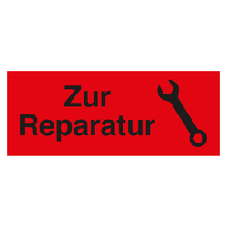 Qualitätsaufkleber Zur Reparatur mit Piktogramm, Rot, Haftpapier, 50 x 20 mm, Rechteckig, 500 Stück/Rolle