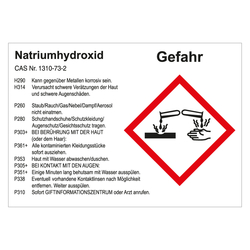 GHS Gefahrstoffetikett Natriumhydroxid, für interne Verwendung, in verschiedenen Ausführungen