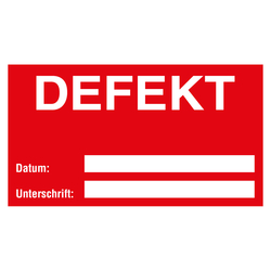 Qualit&auml;tsaufkleber Defekt, Rot, Haftpapier, 90 x 50 mm, Rechteckig, 500 St&uuml;ck/Rolle