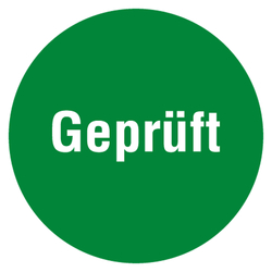 Qualit&auml;tsaufkleber Gepr&uuml;ft, Gr&uuml;n, Haftpapier, &Oslash; 35 mm, Rund, 500 St&uuml;ck/Rolle