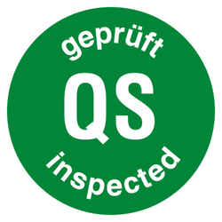 Qualit&auml;tsaufkleber QS gepr&uuml;ft inspected, Gr&uuml;n, Haftpapier, &Oslash; 35 mm, Rund, 500 St&uuml;ck/Rolle