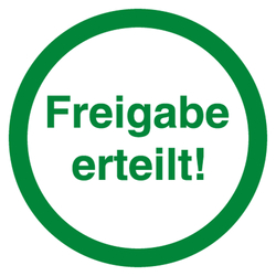 Qualit&auml;tsaufkleber Freigabe erteilt, Wei&szlig;, Haftpapier, &Oslash; 35 mm, Rund, 500 St&uuml;ck/Rolle