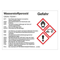 GHS Gefahrstoffetikett Wasserstoffperoxid, für interne Verwendung, in verschiedenen Ausführungen