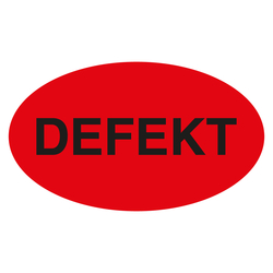 Qualitätsaufkleber Defekt, Rot, Haftpapier, 90 x 50 mm, Oval, 100 Stück/Rolle