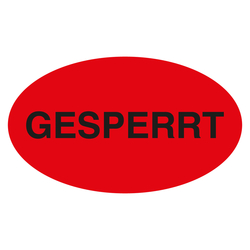 Qualitätsaufkleber Gesperrt, Rot, 90 x 50 mm, Oval