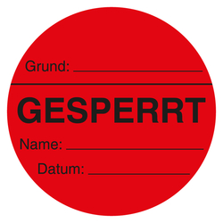 Qualitätsaufkleber Gesperrt, Rot, Ø 60 mm, Rund