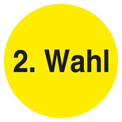 Qualitätsaufkleber 2. Wahl, Gelb, Dokumentenfolie, Ø 35 mm, Rund, Einzeletikett