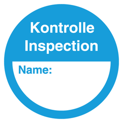 Qualitätsaufkleber Kontrolle Inspection, Blau, Haftpapier, Ø 60 mm, Rund, 100 Stück/Rolle