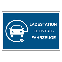 Hinweisschild "Elektro-Tankstelle", Blau, Folie, 300 x 200 mm, Einzeletikett