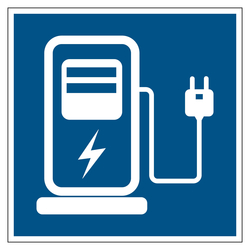 Hinweisschild "Elektro-Ladestation", Blau, Magnetfolie, 500 x 500 mm, Einzeletikett