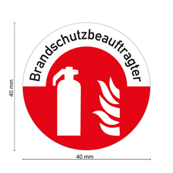 Brandschutzzeichen Helmaufkleber Brandschutzbeauftragter Folie &Oslash; 40 mm 12 St&uuml;ck/Bogen