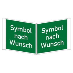 Rettungszeichen Winkelschild mit Eindruck nach Wunsch DIN EN ISO 7010