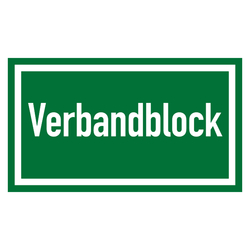 Rettungszeichen Verbandblock Folie 105 x 60 mm Einzeletikett