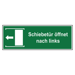 Rettungszeichen Schiebetür öffnet nach links