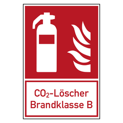 Brandschutzzeichen Feuerlöscher CO2-Löscher Brandklasse B Kombischild
