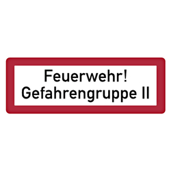 Feuerwehrzeichen Feuerwehr! Gefahrengruppe II DIN 4066