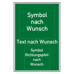 Bodenmarkierung Rettungszeichen mit Wunschtext, Pfeil und Wunschsymbol