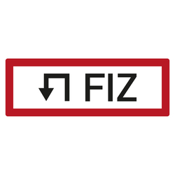 Feuerwehrzeichen FIZ mit Pfeil 180° links DIN 4066