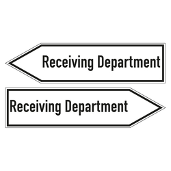 Wegweiser englisch "Receiving Department" in verschiedenen Ausführungen