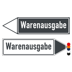Wegweiser Pfeil Warenausgabe