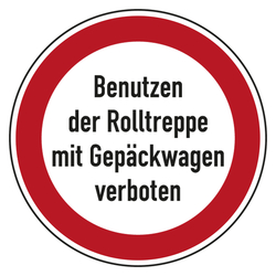 Bodenaufkleber Verbotszeichen Benutzen der Rolltreppe mit Gepäckwagen verboten