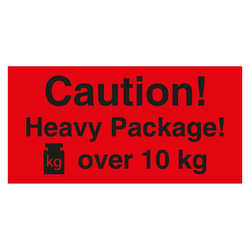 Paketaufkleber Caution Heavy Package over 10 kg Rot
