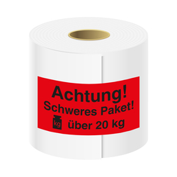 Paketaufkleber Achtung Schweres Paket über 20 kg Rot