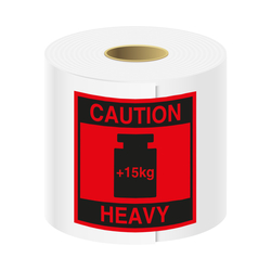 Paketaufkleber Caution Heavy +15 kg Rot