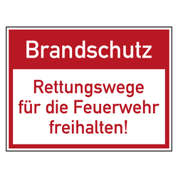 Brandschutzzeichen Brandschutz Rettungswege für die Feuerwehr freihalten
