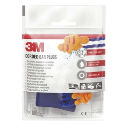 3M Gehörschutzstöpsel - 25 dB, 1 Paar mit Kordel, Box
