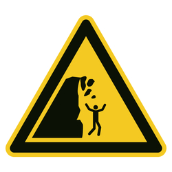 Warnzeichen Warnung vor Steinschlag von instabiler Klippe DIN EN ISO 7010 W053