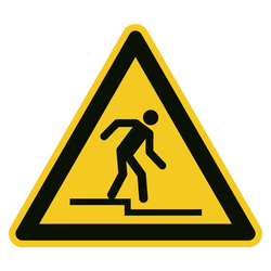 Warnzeichen Warnung vor Abwärtsstufe DIN EN ISO 7010 W070