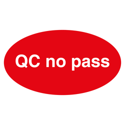 Qualitätskennzeichen QC no pass Rot Oval