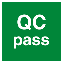 Qualitätskennzeichen QC pass Grün Quadratisch